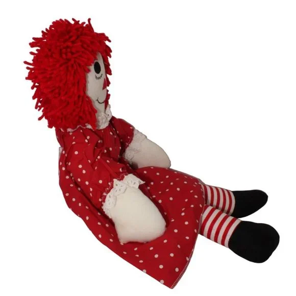 VTG Raggedy Ann Doll 24" Handmade Sewn Crafted Plush Stuffed Polka Dot Dress - Picture 4 of 4